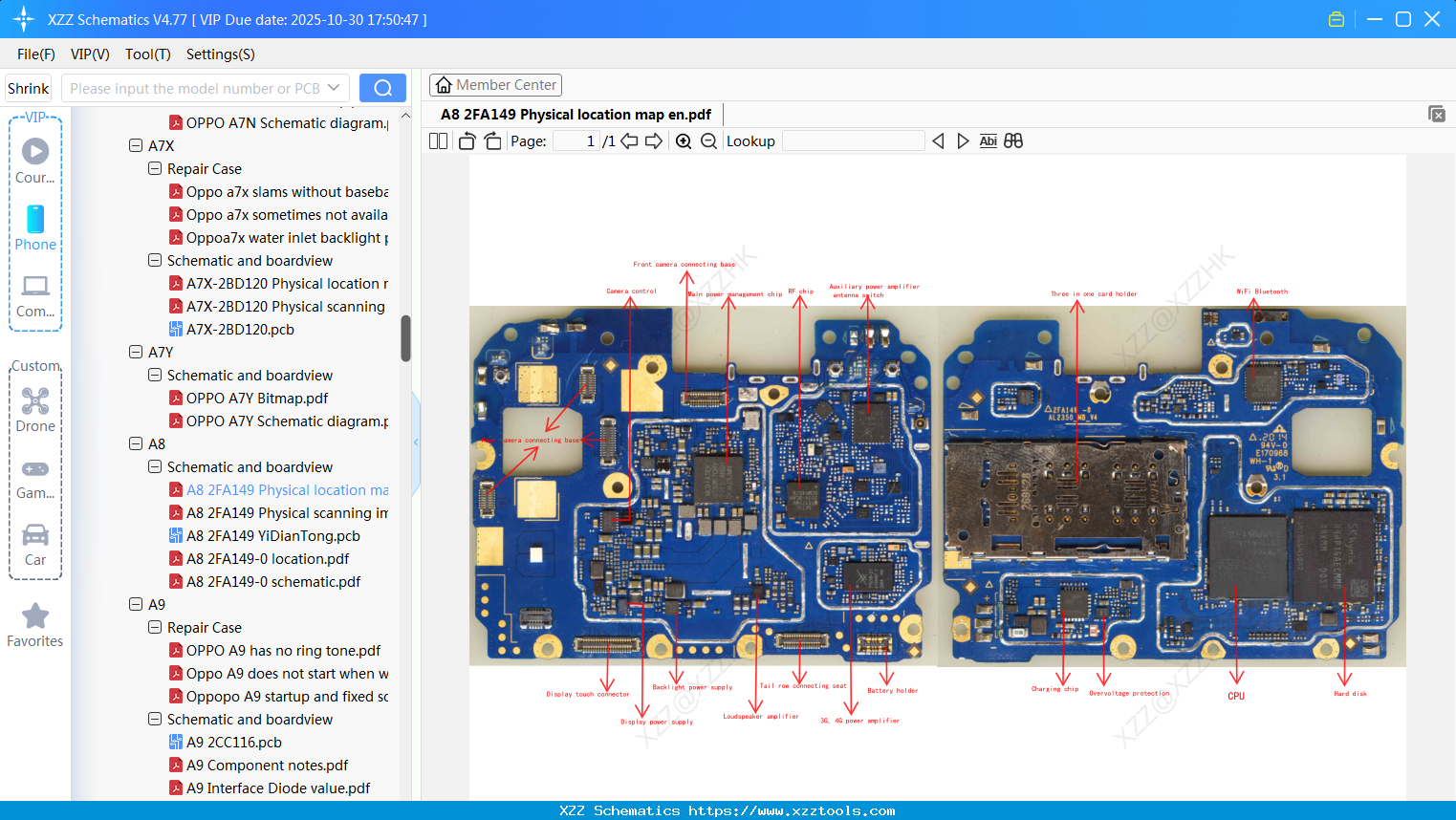 OPPO A8 2FA149 Physical Location Map En